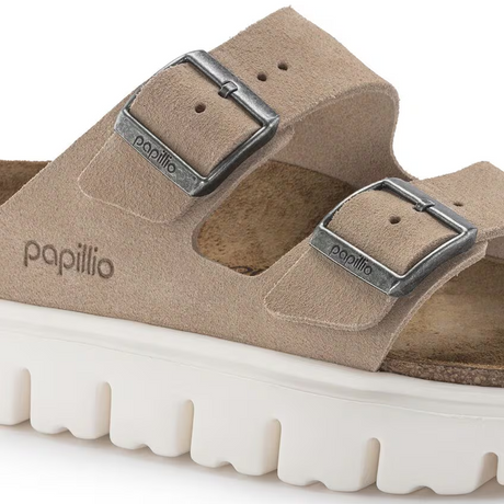 Birkenstock Arizona Chunky Slide Sandal (Women) - Warm Sand Suede Sandal - Slide - The Heel Shoe Fitters