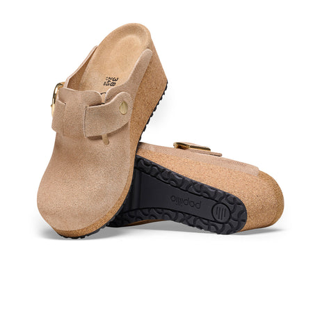 Birkenstock Fanny Ring-Buckle Wedge Clog (Women) - Warm Sand Suede Dress-Casual - Wedges - The Heel Shoe Fitters