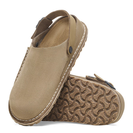Birkenstock Lutry Slipper (Men) - Gray Taupe Suede Dress-Casual - Clogs & Mules - The Heel Shoe Fitters