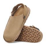 Birkenstock Lutry Narrow Slipper (Women) - Gray Taupe Suede Dress Casual - Clogs & Mules - The Heel Shoe Fitters