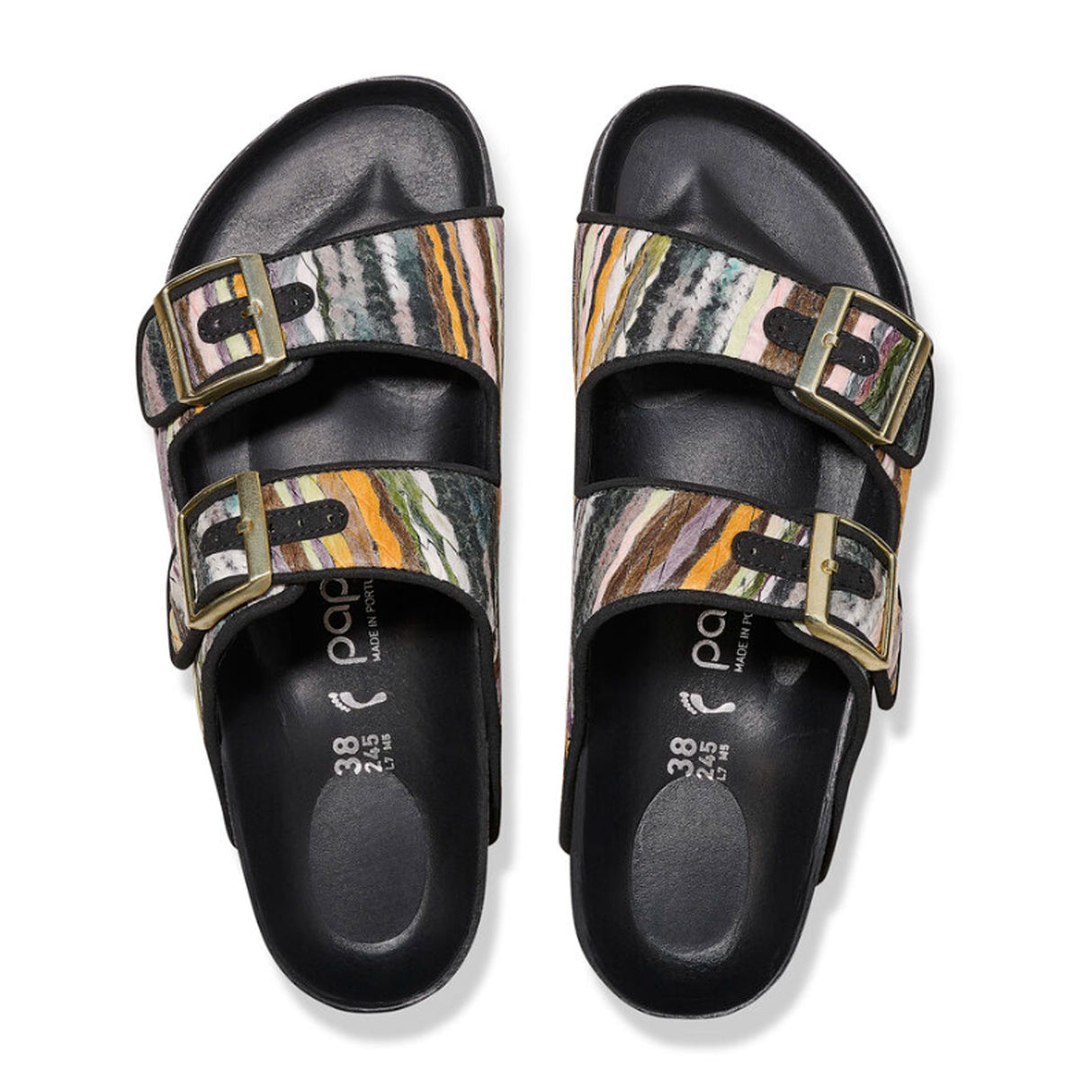Birkenstock Arizona Platform Narrow Slide Sandal (Women) - Multi Yarn Yellow Wool Sandals - Slide - The Heel Shoe Fitters
