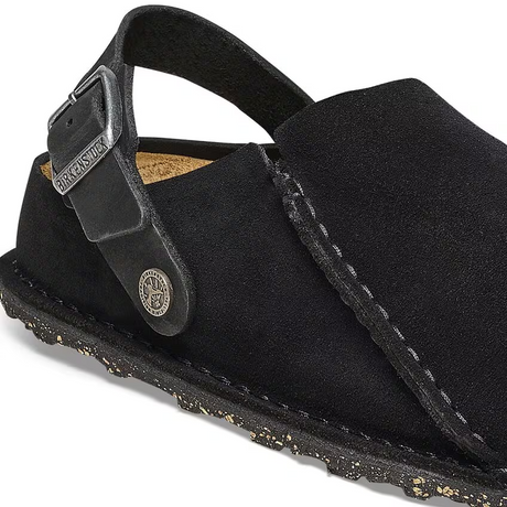 Birkenstock Lutry Slipper (Men) - Black Suede Dress-Casual - Clogs & Mules - The Heel Shoe Fitters