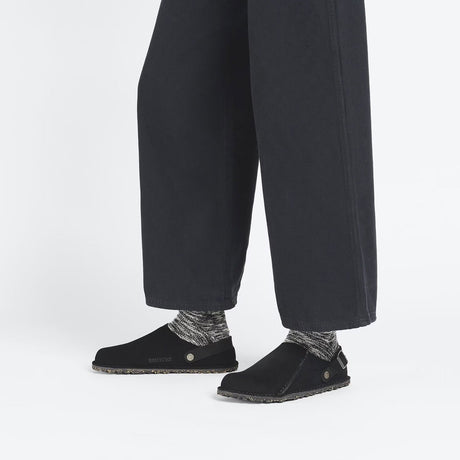 Birkenstock Lutry Narrow Slipper (Women) - Black Suede Dress-Casual - Clogs & Mules - The Heel Shoe Fitters