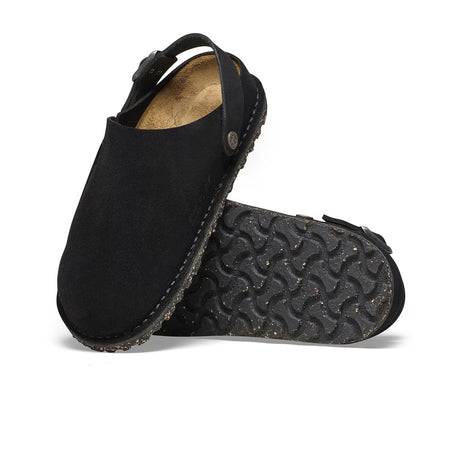 Birkenstock Lutry Narrow Slipper (Women) - Black Suede Dress-Casual - Clogs & Mules - The Heel Shoe Fitters