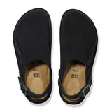 Birkenstock Lutry Narrow Slipper (Women) - Black Suede Dress-Casual - Clogs & Mules - The Heel Shoe Fitters