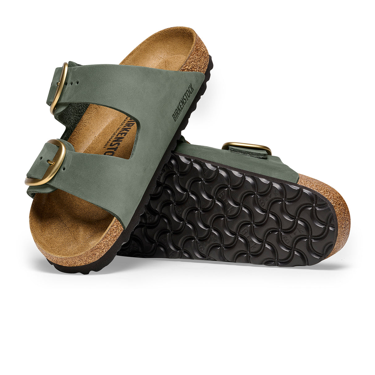 Birkenstock Arizona Big Buckle Narrow Slide Sandal (Women) - Thyme Nubuck Sandal - Slide - The Heel Shoe Fitters