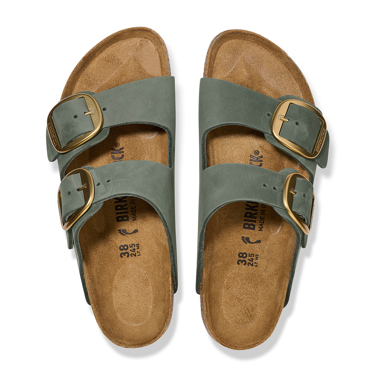 Birkenstock Arizona Big Buckle Narrow Slide Sandal (Women) - Thyme Nubuck Sandal - Slide - The Heel Shoe Fitters