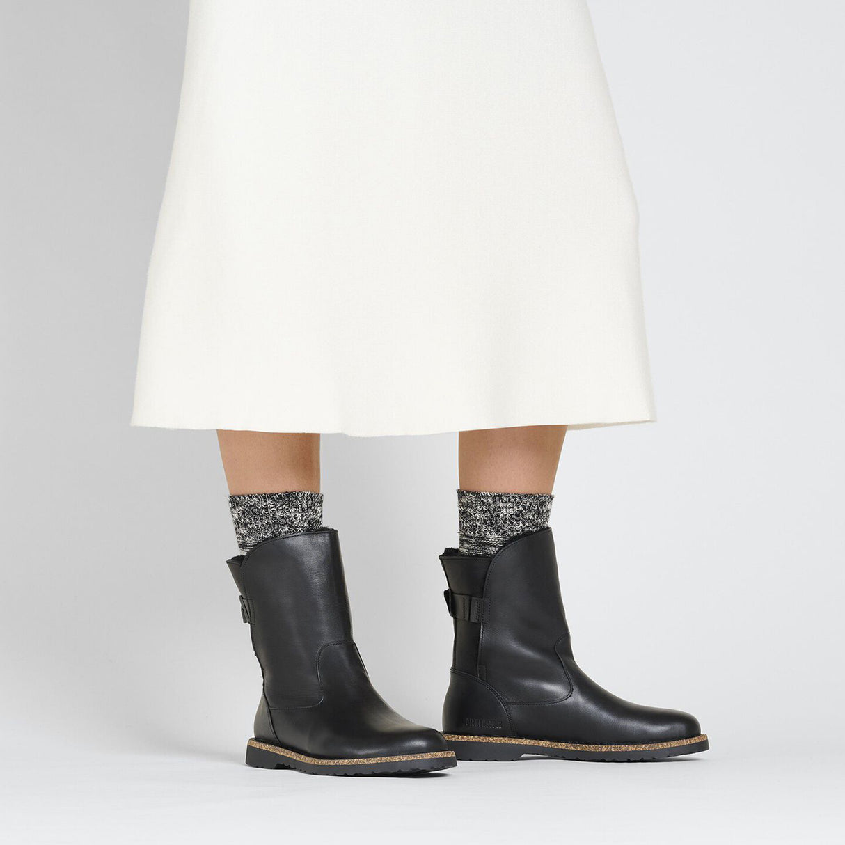 Birkenstock Uppsala Boot (Women) - Black Leather/Black Shearling Boots - Winter - Mid Boot - The Heel Shoe Fitters