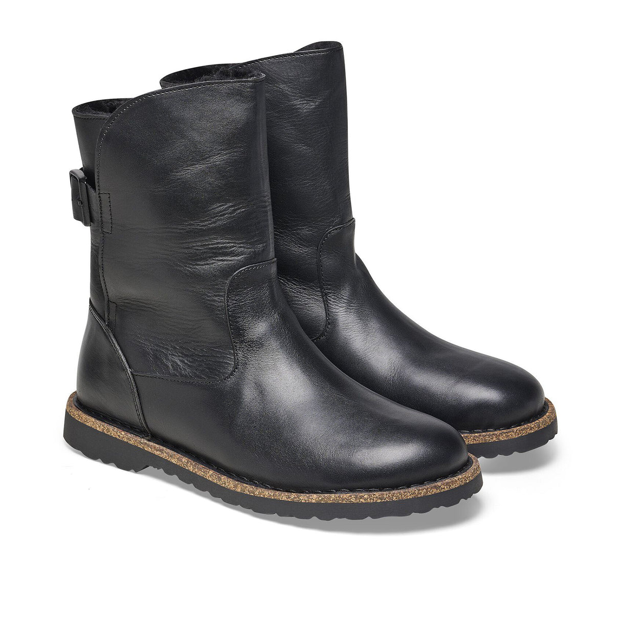 Birkenstock Uppsala Boot (Women) - Black Leather/Black Shearling Boots - Winter - Mid Boot - The Heel Shoe Fitters