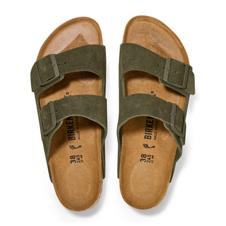 Birkenstock Arizona Narrow Slide Sandal (Women) - Thyme Suede Sandals - Slide - The Heel Shoe Fitters