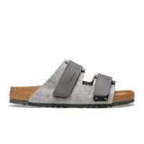 Birkenstock Uji Slide Sandal (Men) - Light Gray Leather/Iron Wool Sandals - Slide - The Heel Shoe Fitters