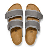 Birkenstock Uji Slide Sandal (Men) - Light Gray Leather/Iron Wool Sandals - Slide - The Heel Shoe Fitters