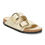 Birkenstock Arizona Big Buckle Narrow Slide Sandal (Women) - High Shine Ecru Leather Sandals - Slide - The Heel Shoe Fitters