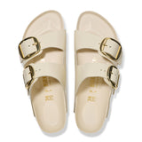 Birkenstock Arizona Big Buckle Narrow Slide Sandal (Women) - High Shine Ecru Leather Sandals - Slide - The Heel Shoe Fitters