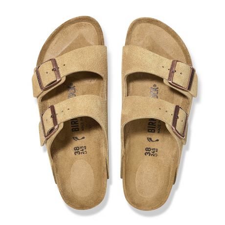 Birkenstock Arizona Narrow Slide Sandal (Women) - Latte Cream Suede Sandal - Slide - The Heel Shoe Fitters