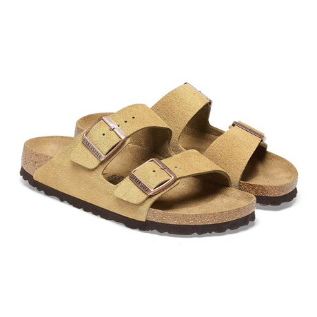 Birkenstock Arizona Narrow Slide Sandal (Women) - Latte Cream Suede Sandal - Slide - The Heel Shoe Fitters