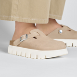 Birkenstock Boston Chunky Narrow Clog (Women) - Warm Sand Suede Dress-Casual - Clogs & Mules - The Heel Shoe Fitters
