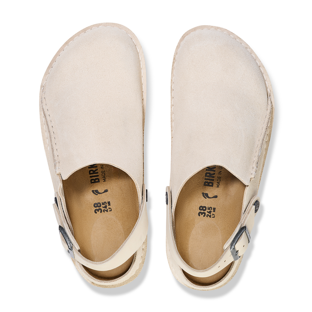 Birkenstock Lutry Narrow Slipper (Women) - Eggshell Suede Dress Casual - Clogs & Mules - The Heel Shoe Fitters