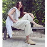 Birkenstock Lutry Narrow Slipper (Women) - Eggshell Suede Dress Casual - Clogs & Mules - The Heel Shoe Fitters