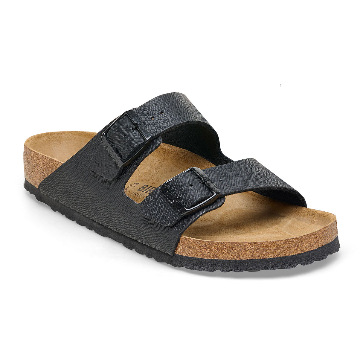 Birkenstock Arizona Slide Sandal (Men) - Saffiano Black Birko-Flor Sandals - Slide - The Heel Shoe Fitters