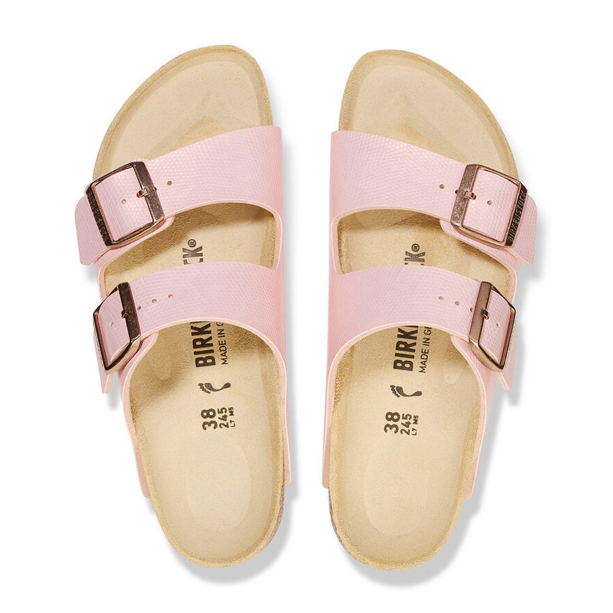 Birkenstock Arizona Sandal (Women) - Embossed Lizard Light Rose Birko-Flor Sandals - Slide - The Heel Shoe Fitters