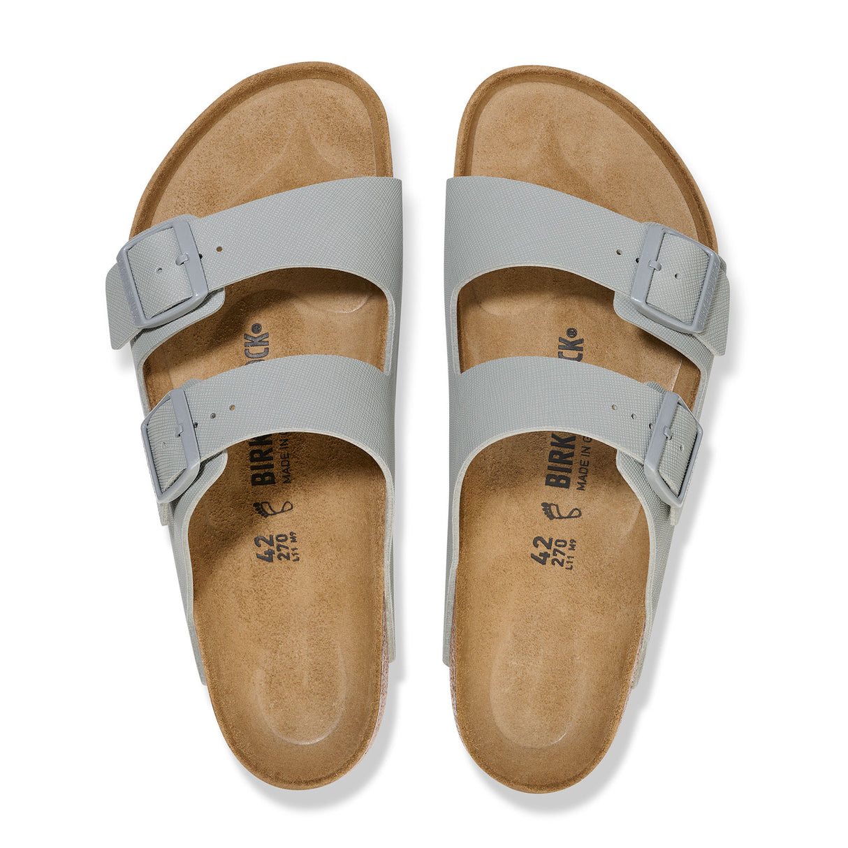 Birkenstock Arizona Slide Sandal (Men) - Saffiano Stone Coin Birko-Flor Sandals - Slide - The Heel Shoe Fitters