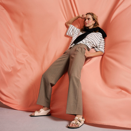 Birkenstock Milano Big Buckle Narrow Backstrap Sandal (Women) - High Shine New Beige Leather Sandal - Slide - The Heel Shoe Fitters