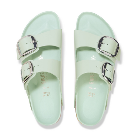 Birkenstock Arizona Big Buckle Sandal (Women) - High Shine Surf Green Leather Sandals - Slide - The Heel Shoe Fitters