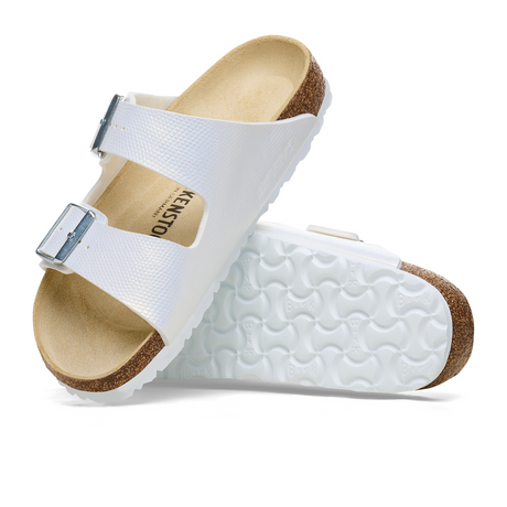 Birkenstock Arizona Slide Sandal (Women) - Embossed Lizard White Birko-Flor Sandals - Slide - The Heel Shoe Fitters