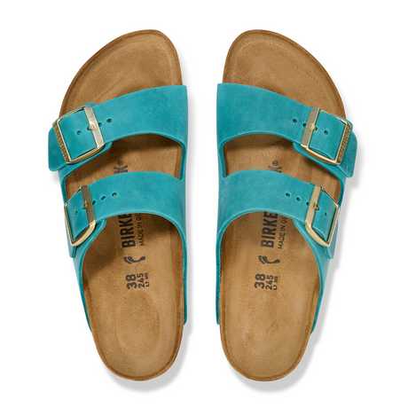 Birkenstock Arizona Narrow Slide Sandal (Women) - Biscay Bay Oiled Leather Sandals - Slide - The Heel Shoe Fitters