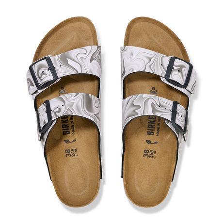 Birkenstock Arizona Birko-Flor Narrow Slide Sandal (Women) - Marble Black Sandals - Slide - The Heel Shoe Fitters