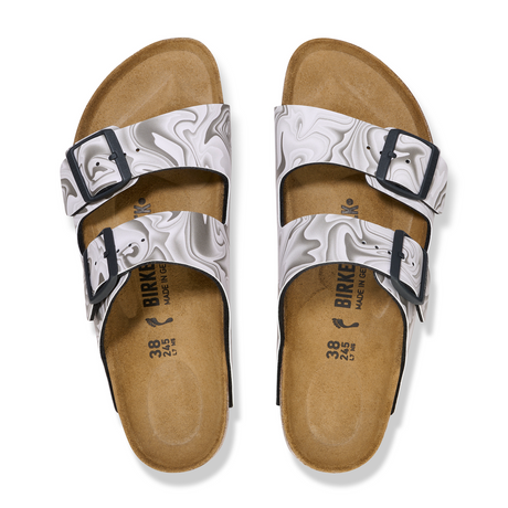 Birkenstock Arizona Narrow Slide Sandal (Women) - Marble Black Birko-Flor Sandals - Slide - The Heel Shoe Fitters