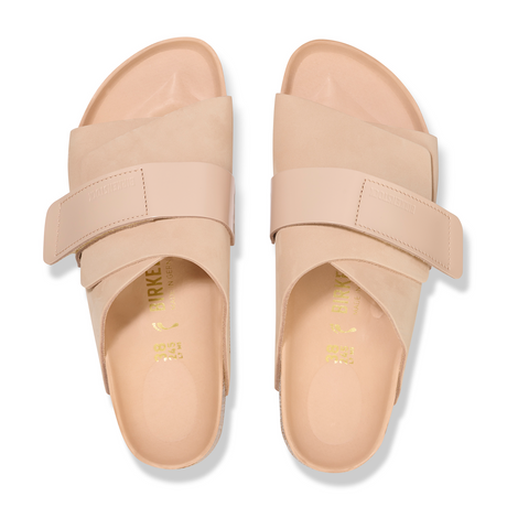 Birkenstock Kyoto Hex Slide Sandal (Women) - High Shine New Beige Nubuck Sandals - Slide - The Heel Shoe Fitters