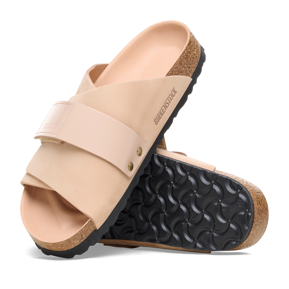 Birkenstock Kyoto Hex Slide Sandal (Women) - High Shine New Beige Nubuck Sandals - Slide - The Heel Shoe Fitters