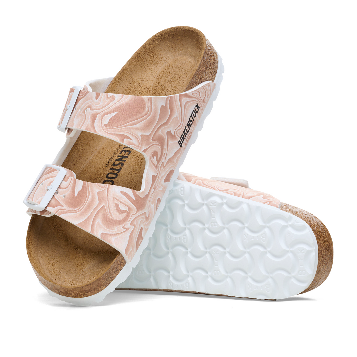 Birkenstock Arizona Grip Birko-Flor Narrow Slide Sandal (Women) - Marble New Beige Sandals - Slide - The Heel Shoe Fitters