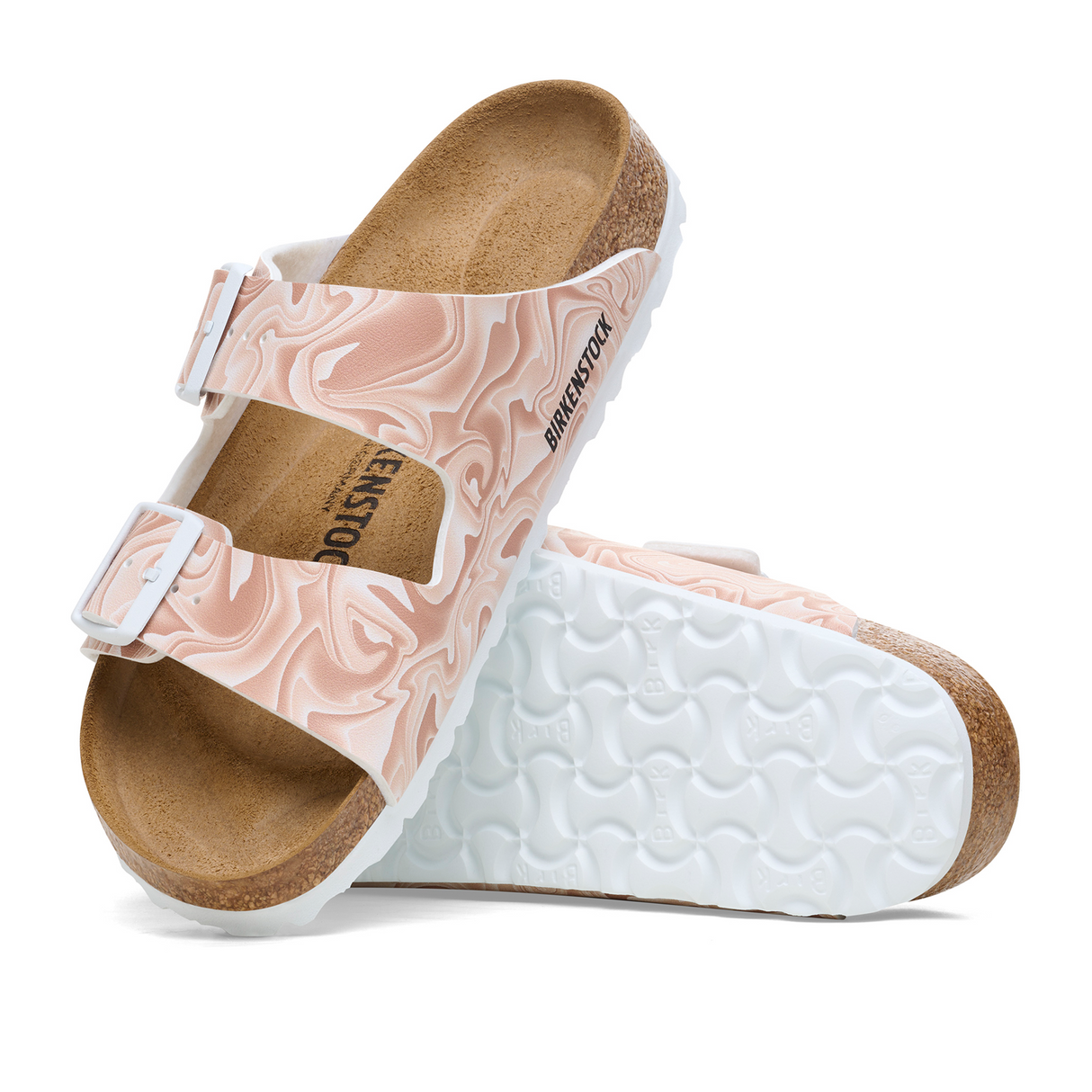 Birkenstock Arizona Narrow Slide Sandal (Women) - Marble New Beige Birko-Flor Sandals - Slide - The Heel Shoe Fitters