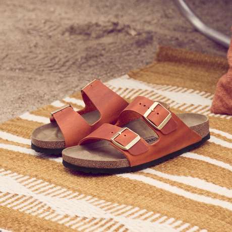 Birkenstock Arizona Slide Sandal (Women) - Burnt Orange Oiled Leather Sandals - Slide - The Heel Shoe Fitters