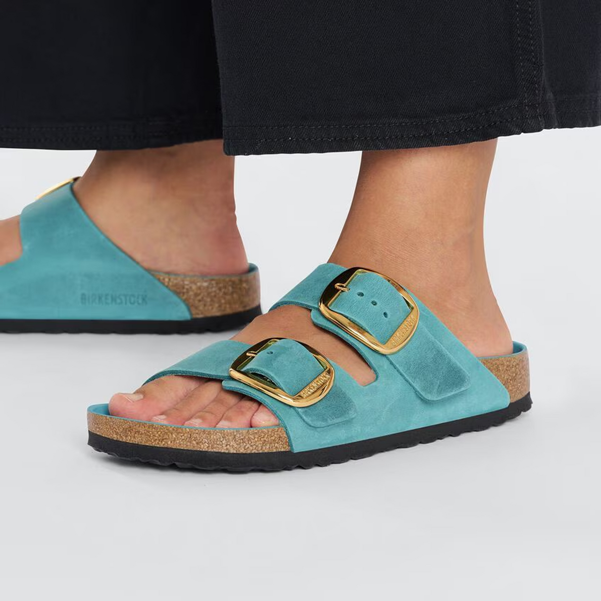 Birkenstock Arizona Big Buckle Slide Sandal (Women) - Biscay Bay Oiled Leather Sandal - Slide - The Heel Shoe Fitters