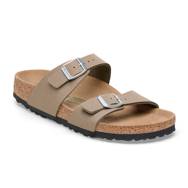 Birkenstock Sydney Vegan Slide Sandal (Women) - Silky Gray Taupe Birki Sandals - Slide - The Heel Shoe Fitters