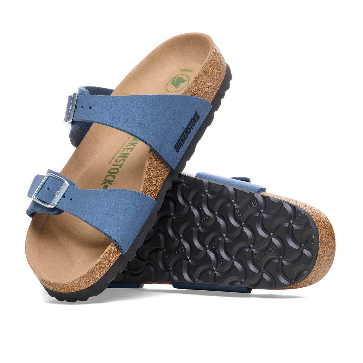 Birkenstock Sydney Vegan Slide Sandal (Women) - Silky Elemental Blue Birki Sandals - Slide - The Heel Shoe Fitters