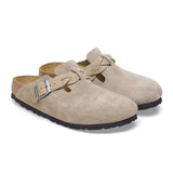 Birkenstock Boston Braid Narrow Clog (Women) - Taupe Suede Dress-Casual - Clogs & Mules - The Heel Shoe Fitters