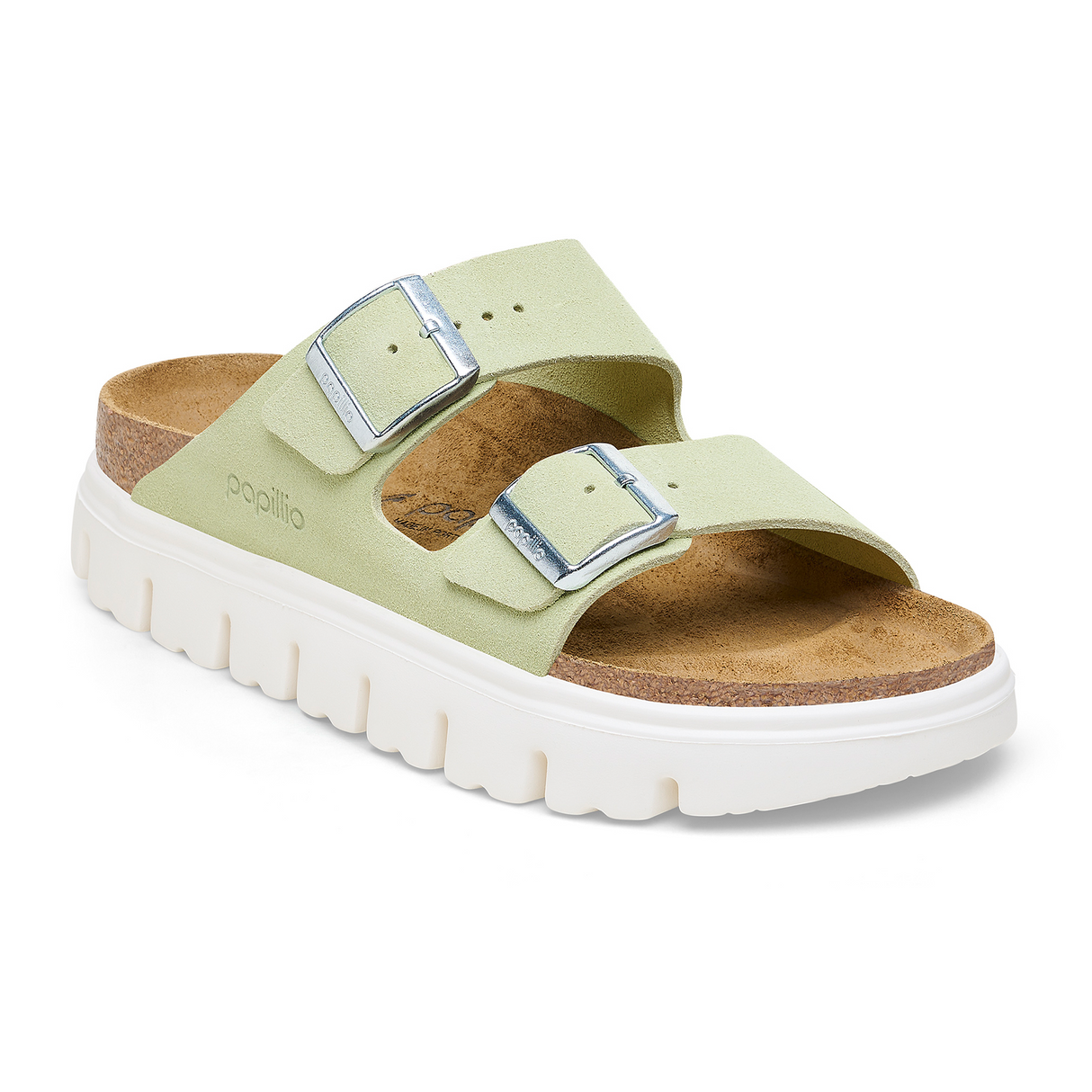 Birkenstock Arizona Chunky Slide Sandal (Women) - Faded Lime Suede Sandals - Slide - The Heel Shoe Fitters