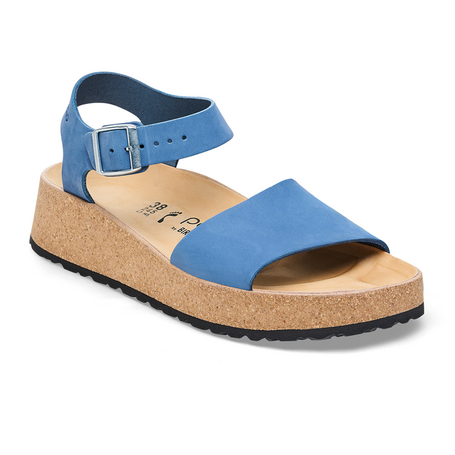 Birkenstock Glenda Wedge Sandal (Women) - Elemental Blue Nubuck Sandals - Heel/Wedge - The Heel Shoe Fitters