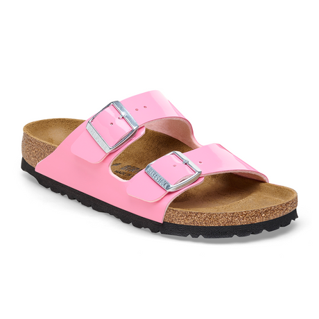 Birkenstock Arizona Narrow Sandal (Women) - Patent Candy Pink Birko-Flor Sandals - Slide - The Heel Shoe Fitters