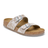 Birkenstock Sydney Slide Sandal (Women) - Washed Taupe/Silver Birki Sandals - Slide - The Heel Shoe Fitters