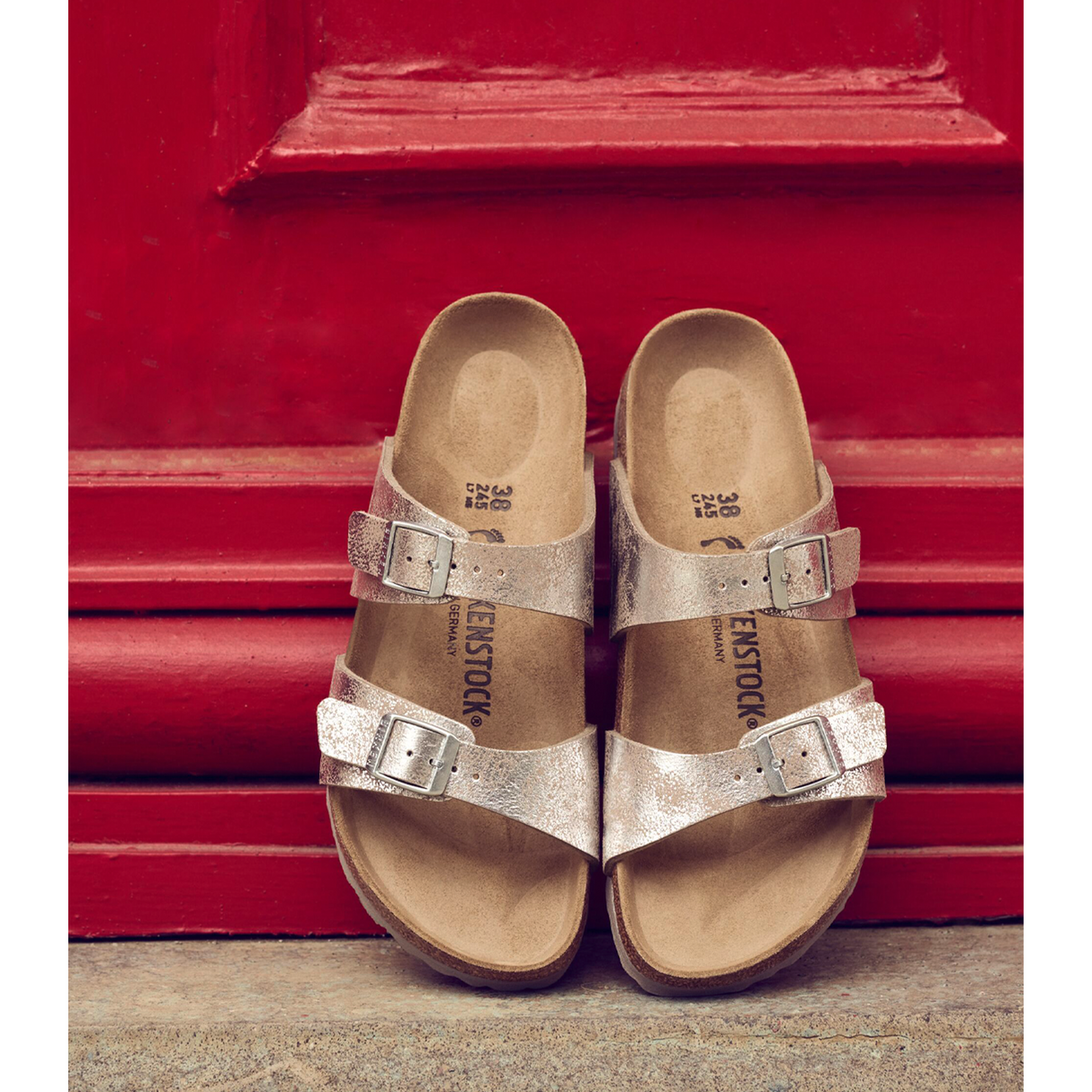 Birkenstock Sydney Slide Sandal (Women) - Washed Taupe/Silver Birki Sandals - Slide - The Heel Shoe Fitters