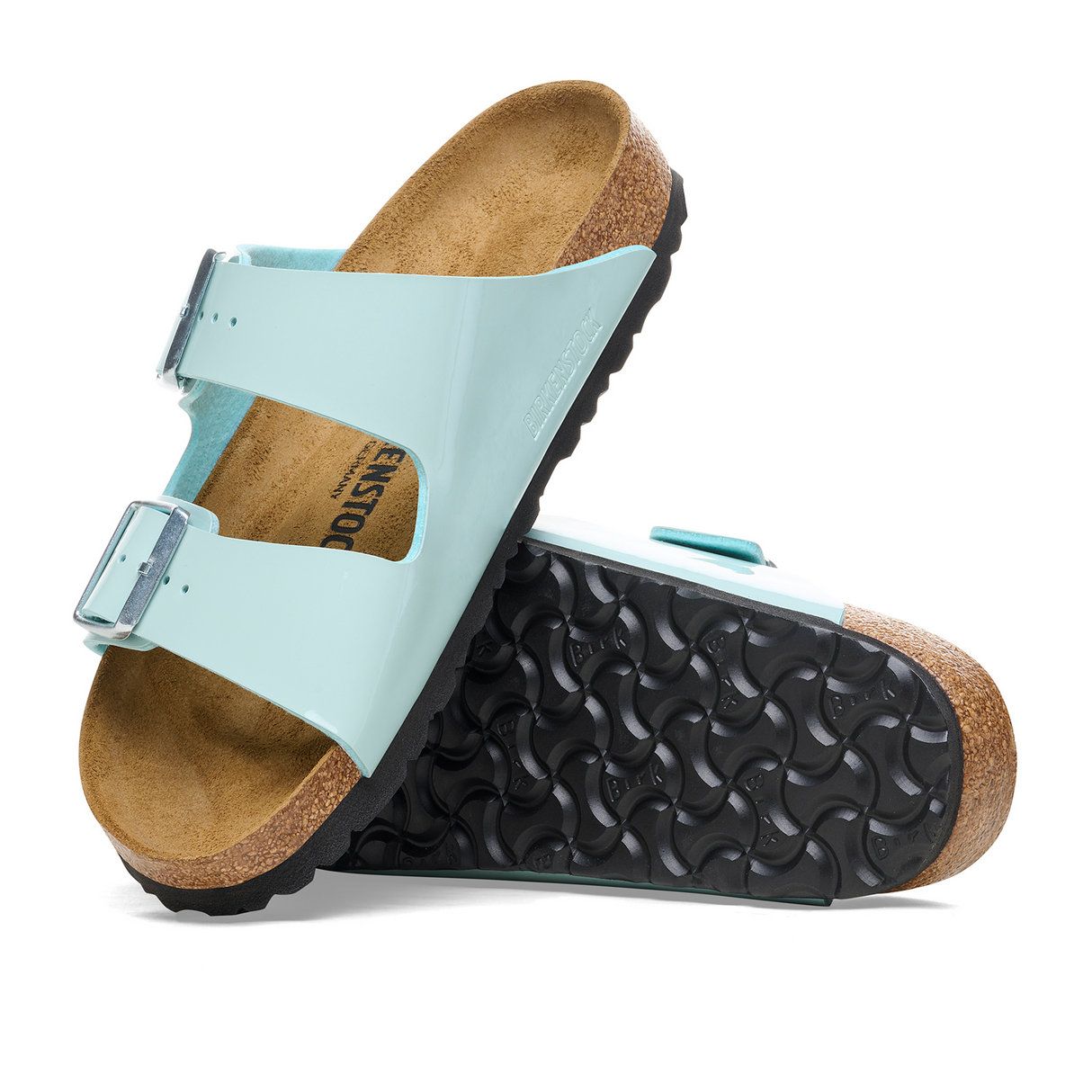 Birkenstock Arizona Slide Sandal (Women) - Patent Surf Green Birko-Flor Sandals - Slide - The Heel Shoe Fitters