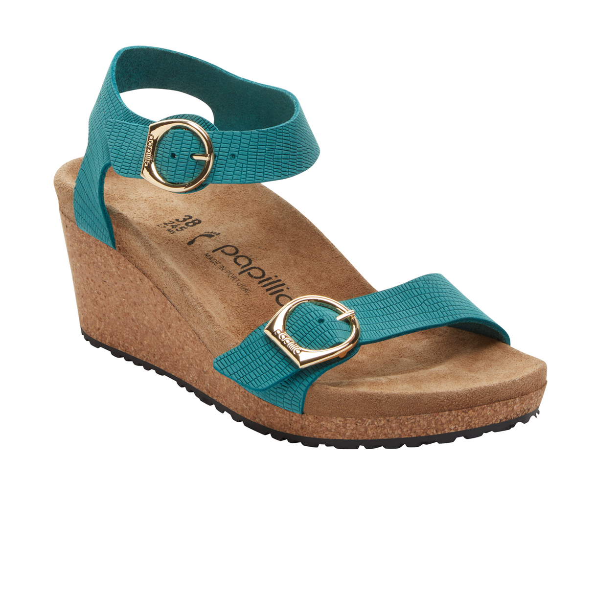 Birkenstock Soley Narrow Wedge Sandal Women Embossed Biscay Bay Nu The Heel Shoe Fitters
