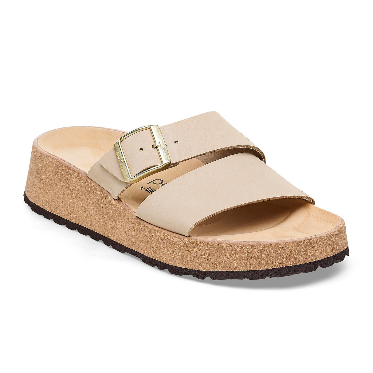 Birkenstock Almina Narrow Slide Sandal (Women) - Sandcastle Nubuck Sandals - Heel/Wedge - The Heel Shoe Fitters