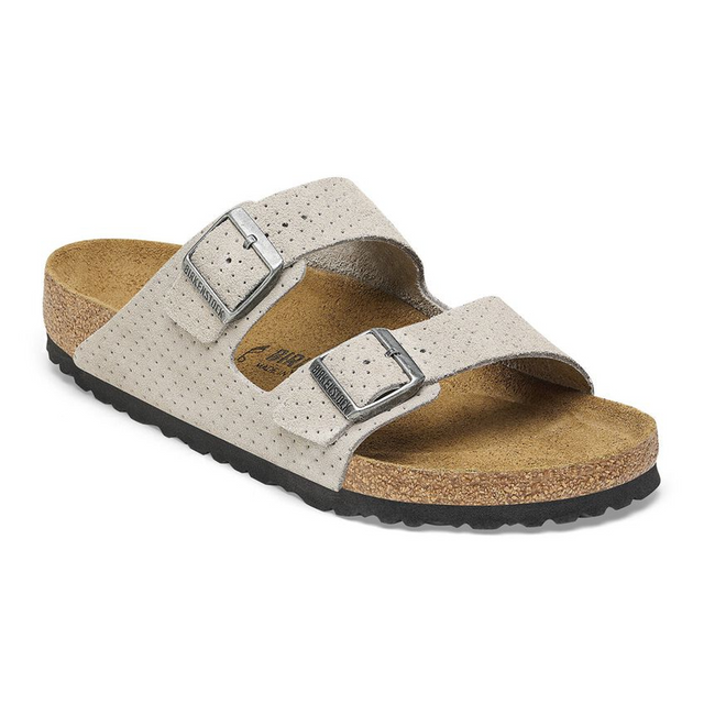 Birkenstock Arizona Slide Sandal (Men) - Dotted Stone Coin Suede Sandals - Slide - The Heel Shoe Fitters